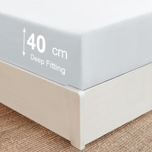 Oxford Homeware (White, Double 40CM) Extra Deep Bed Sheets Fitted Sheets OR Plain Pillowcases Pa Oxford Homeware (White, Double 40CM) Extra Deep Bed Sheets Fitted Sheets OR Plain Pillowcases Pa