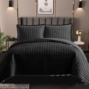 SHAH BEDDINGS LTD (Black-Oska, Super king-250x270cm) 3 Piece Quilted Bedspread Bed Throw Luxury Ho SHAH BEDDINGS LTD (Black-Oska, Super king-250x270cm) 3 Piece Quilted Bedspread Bed Throw Luxury Ho