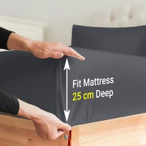 SUPREME BEDDING LTD (Double, Charcoal) Poly Cotton Fitted Bed Sheet 25cm Deep Luxury Soft SUPREME BEDDING LTD (Double, Charcoal) Poly Cotton Fitted Bed Sheet 25cm Deep Luxury Soft