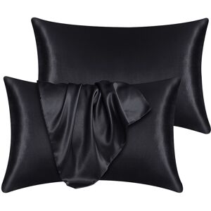 FeelGood Bedding LTD (Black, 1 Pair (2x Cases)) Soft Satin Silk Pillow Case Luxury Hotel Quality Pill FeelGood Bedding LTD (Black, 1 Pair (2x Cases)) Soft Satin Silk Pillow Case Luxury Hotel Quality Pill