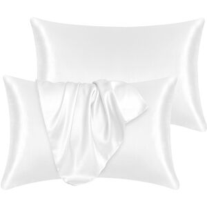 SUPREME BEDDING LTD (WHITE) Satin Silk Pillowcases Ultra Soft Pillowcase Pair For Hair & Skin Anti A SUPREME BEDDING LTD (WHITE) Satin Silk Pillowcases Ultra Soft Pillowcase Pair For Hair & Skin Anti A
