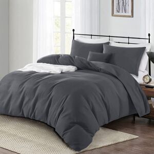 Oxford Homeware (Charcoal, Double: 200 x 200 cm) Plain Duvet Quilt Cover Bedding Set & Pillowcas Oxford Homeware (Charcoal, Double: 200 x 200 cm) Plain Duvet Quilt Cover Bedding Set & Pillowcas