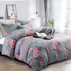 Oxford Homeware (Super King: 260 x 220 cm., Grey Bouquet) Duvet Quilt Cover Bedding Set Reversib Oxford Homeware (Super King: 260 x 220 cm., Grey Bouquet) Duvet Quilt Cover Bedding Set Reversib