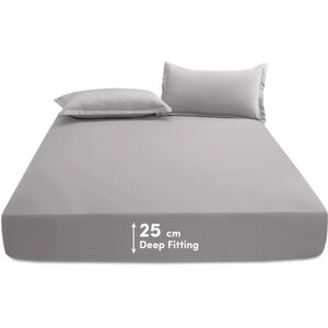 SUPREME BEDDING LTD (Single Bed Sheets) Deep Fitted Sheets 25cm Poly Cotton Grey Bedsheet SUPREME BEDDING LTD (Single Bed Sheets) Deep Fitted Sheets 25cm Poly Cotton Grey Bedsheet