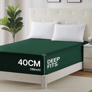 Oxford Homeware (Emerald Green, Double 40CM) Extra Deep Bed Sheets Fitted Sheets OR Plain Pillow Oxford Homeware (Emerald Green, Double 40CM) Extra Deep Bed Sheets Fitted Sheets OR Plain Pillow
