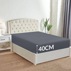 Oxford Homeware (Charcoal, King) Extra Deep 40cm Fitted Sheet Mattress Bed Elastic Sheets OR Pil Oxford Homeware (Charcoal, King) Extra Deep 40cm Fitted Sheet Mattress Bed Elastic Sheets OR Pil