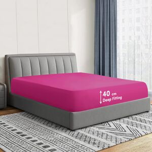 Oxford Homeware (Pink, King) Extra Deep 40cm Fitted Sheet Mattress Bed Elastic Sheets OR Pillowc Oxford Homeware (Pink, King) Extra Deep 40cm Fitted Sheet Mattress Bed Elastic Sheets OR Pillowc