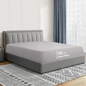 Oxford Homeware (Grey, Double) Extra Deep 40cm Fitted Sheet Mattress Bed Elastic Sheets OR Pillo Oxford Homeware (Grey, Double) Extra Deep 40cm Fitted Sheet Mattress Bed Elastic Sheets OR Pillo