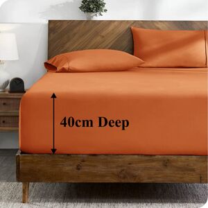 Oxford Homeware (Rust Orange, Double) Extra Deep 40cm Fitted Sheet Mattress Bed Elastic Sheets O Oxford Homeware (Rust Orange, Double) Extra Deep 40cm Fitted Sheet Mattress Bed Elastic Sheets O