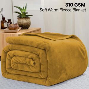 ASPIRE HOMEWARE (King, Ochre/ Yellow Blanket) Fleece Blankets Throw Thick Warm Super Soft Bed So ASPIRE HOMEWARE (King, Ochre/ Yellow Blanket) Fleece Blankets Throw Thick Warm Super Soft Bed So