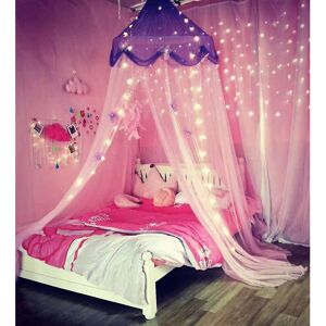 Unbranded Princess Bed Canopy with Lights and Gold Star Mosquito Net - Easy Ceiling Mount Unbranded Princess Bed Canopy with Lights and Gold Star Mosquito Net - Easy Ceiling Mount