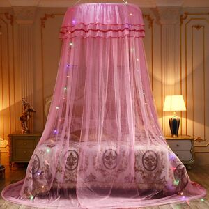 GreenZech (Pink) Mosquito Net Bedding Lace LED Light Princess Dome Mesh Bed Canopy Bedroom GreenZech (Pink) Mosquito Net Bedding Lace LED Light Princess Dome Mesh Bed Canopy Bedroom
