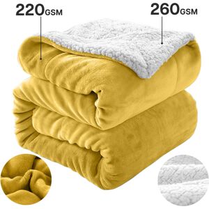 Yorkshire Bedding (Ochre, Super King (230 x 270 cm)) Sherpa Fleece Blanket Bed Throw Reversible So Yorkshire Bedding (Ochre, Super King (230 x 270 cm)) Sherpa Fleece Blanket Bed Throw Reversible So