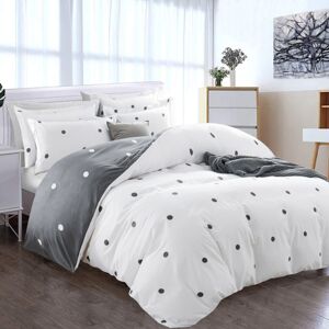 Oxford Homeware (Dotted, Double) Reversible Duvet Quilt Cover Bedding Set With Pillow Cases Sing Oxford Homeware (Dotted, Double) Reversible Duvet Quilt Cover Bedding Set With Pillow Cases Sing