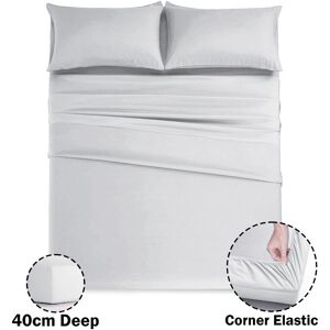 SUPREME BEDDING LTD (Super King Fitted Bed Sheets, Silver 40cm Plain Fitted Sheet) Fitted Bed Sheets SUPREME BEDDING LTD (Super King Fitted Bed Sheets, Silver 40cm Plain Fitted Sheet) Fitted Bed Sheets