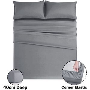 SUPREME BEDDING LTD (King Fitted Bed Sheets, Grey 40cm Plain Fitted Sheet) Fitted Bed Sheets 25cm/40 SUPREME BEDDING LTD (King Fitted Bed Sheets, Grey 40cm Plain Fitted Sheet) Fitted Bed Sheets 25cm/40