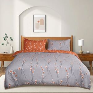 ASPIRE HOMEWARE (Rust Flower, KING) Reversible Duvet Cover Bedding Set & Pillowcases Printed Flo ASPIRE HOMEWARE (Rust Flower, KING) Reversible Duvet Cover Bedding Set & Pillowcases Printed Flo