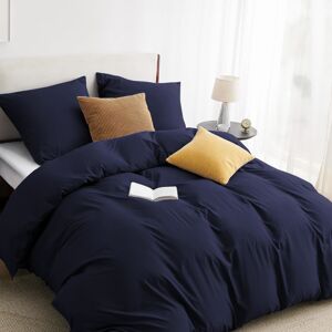 Imperial Rooms (Navy, Single (137 x 200 cm)) Plain Duvet Quilt Cover 3PC Reversible Bedding Set Imperial Rooms (Navy, Single (137 x 200 cm)) Plain Duvet Quilt Cover 3PC Reversible Bedding Set
