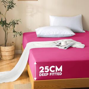 Imperial Rooms (Pink , King (152 x 200 cm)) Fitted Sheet Bed Sheets Extra Deep 25CM Single Doub Imperial Rooms (Pink , King (152 x 200 cm)) Fitted Sheet Bed Sheets Extra Deep 25CM Single Doub