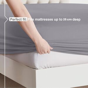 Imperial Rooms (Grey, King (152 x 200 cm)) Fitted Sheet Bed Sheets Extra Deep 25CM Single Doubl Imperial Rooms (Grey, King (152 x 200 cm)) Fitted Sheet Bed Sheets Extra Deep 25CM Single Doubl