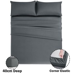 Imperial Rooms (Charcoal, Double) Extra Deep 40CM Fitted Sheet Bed Sheets Single Double King Imperial Rooms (Charcoal, Double) Extra Deep 40CM Fitted Sheet Bed Sheets Single Double King