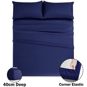 Imperial Rooms (Navy, Super King) Extra Deep 40CM Fitted Sheet Bed Sheets Single Double King Imperial Rooms (Navy, Super King) Extra Deep 40CM Fitted Sheet Bed Sheets Single Double King