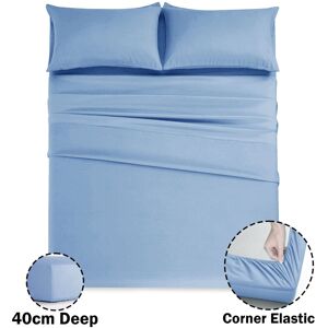 Imperial Rooms (Sky Blue, King) Extra Deep 40CM Fitted Sheet Bed Sheets Single Double King Imperial Rooms (Sky Blue, King) Extra Deep 40CM Fitted Sheet Bed Sheets Single Double King