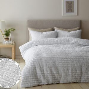 (Super King) Catherine Lansfield Lennon Stripe Duvet Cover Bedding Bed Set White (Super King) Catherine Lansfield Lennon Stripe Duvet Cover Bedding Bed Set White