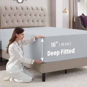 Yorkshire Bedding (Silver, King) Extra Deep 40cm Fitted Bed Sheets Poly Cotton Single Double King Yorkshire Bedding (Silver, King) Extra Deep 40cm Fitted Bed Sheets Poly Cotton Single Double King