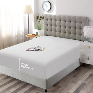 Yorkshire Bedding (Silver, Double) Extra Deep 40cm Fitted Bed Sheets Poly Cotton Single Double Kin Yorkshire Bedding (Silver, Double) Extra Deep 40cm Fitted Bed Sheets Poly Cotton Single Double Kin