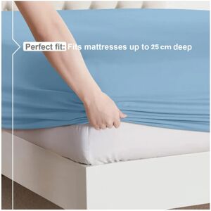 Imperial Rooms (Sky Blue, Super King (180 x 200 cm)) Fitted Sheet Bed Sheets Extra Deep 25CM Si Imperial Rooms (Sky Blue, Super King (180 x 200 cm)) Fitted Sheet Bed Sheets Extra Deep 25CM Si