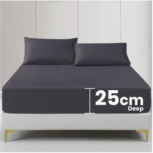 Imperial Rooms (Charcoal, King (152 x 200 cm)) Fitted Sheet Bed Sheets Extra Deep 25CM Single D Imperial Rooms (Charcoal, King (152 x 200 cm)) Fitted Sheet Bed Sheets Extra Deep 25CM Single D