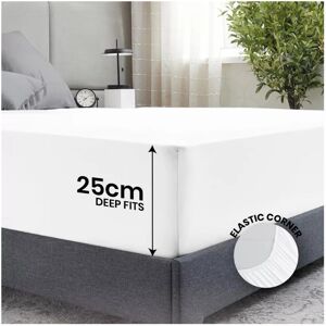 Imperial Rooms (White , King (152 x 200 cm)) Fitted Sheet Bed Sheets Extra Deep 25CM Single Dou Imperial Rooms (White , King (152 x 200 cm)) Fitted Sheet Bed Sheets Extra Deep 25CM Single Dou