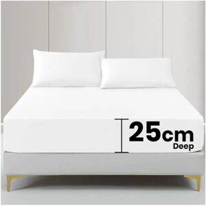 Imperial Rooms (White , Super King (180 x 200 cm)) Fitted Sheet Bed Sheets Extra Deep 25CM Sing Imperial Rooms (White , Super King (180 x 200 cm)) Fitted Sheet Bed Sheets Extra Deep 25CM Sing