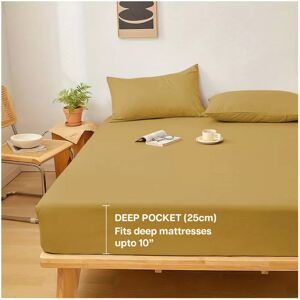 Imperial Rooms (Ocher, King (152 x 200 cm)) Fitted Sheet Bed Sheets Extra Deep 25CM Single Doub Imperial Rooms (Ocher, King (152 x 200 cm)) Fitted Sheet Bed Sheets Extra Deep 25CM Single Doub