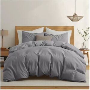 Imperial Rooms (Grey, King (230 x 220 cm)) Plain Duvet Quilt Cover 3PC Reversible Bedding Set Imperial Rooms (Grey, King (230 x 220 cm)) Plain Duvet Quilt Cover 3PC Reversible Bedding Set