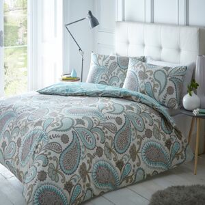 Sleepdown (Super King) Reversible Polycotton Paisley Duvet Cover Set - Teal Sleepdown (Super King) Reversible Polycotton Paisley Duvet Cover Set - Teal