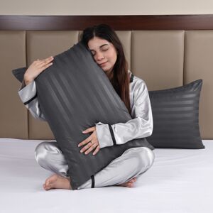 Imperial Rooms (Charcoal, 2-Pack Pillowcase Satin Stripe) Stripe Duvet Cover Set Bed Quilt & Pi Imperial Rooms (Charcoal, 2-Pack Pillowcase Satin Stripe) Stripe Duvet Cover Set Bed Quilt & Pi