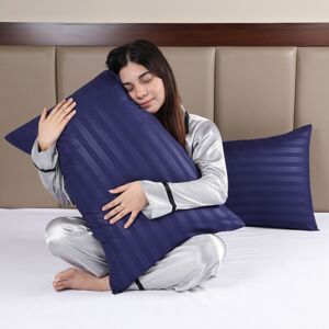 Imperial Rooms (Navy Blue, 2-Pack Pillowcase Satin Stripe) Stripe Duvet Cover Set Bed Quilt & P Imperial Rooms (Navy Blue, 2-Pack Pillowcase Satin Stripe) Stripe Duvet Cover Set Bed Quilt & P