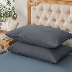 ASPIRE HOMEWARE (PLAIN PILLOWCASE PAIR, CHARCOAL) Plain Duvet Quilt Covers Reversible Bedding Se ASPIRE HOMEWARE (PLAIN PILLOWCASE PAIR, CHARCOAL) Plain Duvet Quilt Covers Reversible Bedding Se