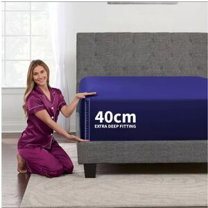 Oxford Homeware (Navy Blue, Double: 137 x 190 CM) Xtra Deep 40CM Fitted Bed Sheet & Pillowcases Oxford Homeware (Navy Blue, Double: 137 x 190 CM) Xtra Deep 40CM Fitted Bed Sheet & Pillowcases