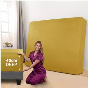Oxford Homeware (Mustard Ochre, King: 152 x 200 CM) Xtra Deep 40CM Fitted Bed Sheet & Pillowcase Oxford Homeware (Mustard Ochre, King: 152 x 200 CM) Xtra Deep 40CM Fitted Bed Sheet & Pillowcase