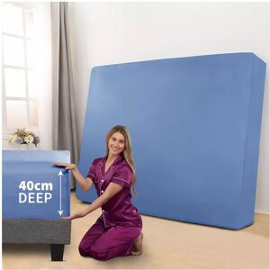 Oxford Homeware (Light Blue, King: 152 x 200 CM) Xtra Deep 40CM Fitted Bed Sheet & Pillowcases P Oxford Homeware (Light Blue, King: 152 x 200 CM) Xtra Deep 40CM Fitted Bed Sheet & Pillowcases P