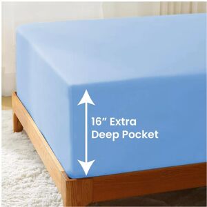 Oxford Homeware (Light Blue, Double: 137 x 190 CM) Xtra Deep 40CM Fitted Bed Sheet & Pillowcases Oxford Homeware (Light Blue, Double: 137 x 190 CM) Xtra Deep 40CM Fitted Bed Sheet & Pillowcases