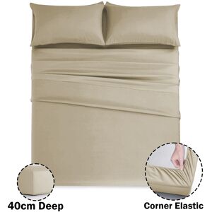 Imperial Rooms (Beige, Double) Extra Deep 40CM Fitted Sheet Bed Sheets Single Double King Imperial Rooms (Beige, Double) Extra Deep 40CM Fitted Sheet Bed Sheets Single Double King