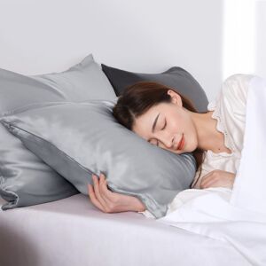 SUPREME BEDDING LTD (Grey Pillow Case 2-Pack) Satin Silk Pillowcase For Hair & Skin Pillow Cover SUPREME BEDDING LTD (Grey Pillow Case 2-Pack) Satin Silk Pillowcase For Hair & Skin Pillow Cover