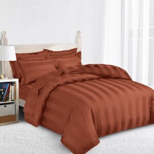 Oxford Homeware (Rust, Super King) Luxury Duvet Set Stripe Duvet Quilt Cover Bedding Set with Pi Oxford Homeware (Rust, Super King) Luxury Duvet Set Stripe Duvet Quilt Cover Bedding Set with Pi