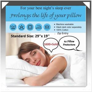 CHILIMILII Luxury Pack of 4 Pillow Protectors 100% Cotton Hypoallergenic Dust- mite, Zipped CHILIMILII Luxury Pack of 4 Pillow Protectors 100% Cotton Hypoallergenic Dust- mite, Zipped