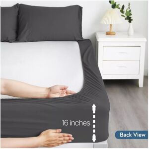 Imperial Rooms (Charcoal, Single) Fitted Sheets 40cm Deep Bed Sheet Single Double King Imperial Rooms (Charcoal, Single) Fitted Sheets 40cm Deep Bed Sheet Single Double King