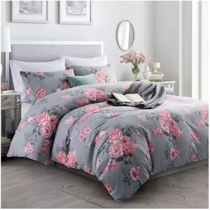 ASPIRE HOMEWARE (Single Duvet Quilt Cover (135 x 200 cm)) Luxury Bedding Set Reversible Grey Duv ASPIRE HOMEWARE (Single Duvet Quilt Cover (135 x 200 cm)) Luxury Bedding Set Reversible Grey Duv
